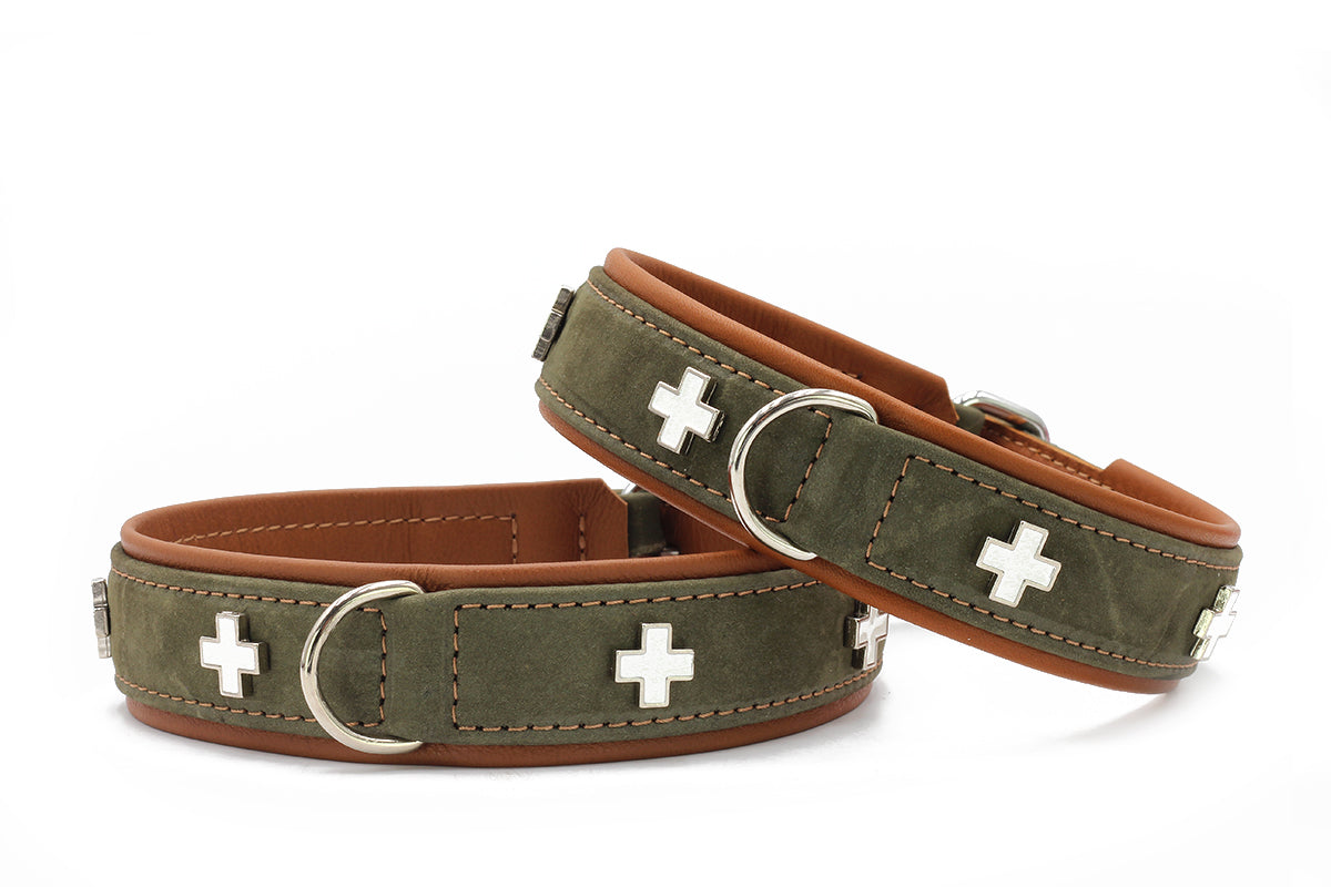 Halsband Schweizer Kreuz Nubukleder